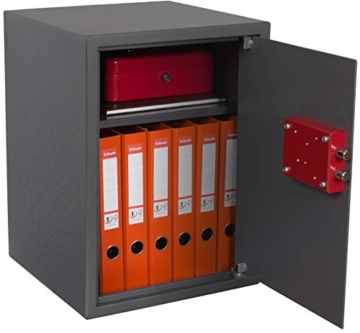 Brihard Business XL Tresor Safe mit Schlüssel-Schloss, 50x35x36cm (HxWxD), Titan Grau - 8