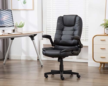 Bürostuhl , Schreibtischstuhl ergonomischer Chefsessel mit gepolsterten Armlehnen,Bürodrehstuhl mit Rückenlehne ,360°Höheverstellbar Kunstleder Drehstuhl Belastbarkeit bis 150kg ,Schwarz - 7