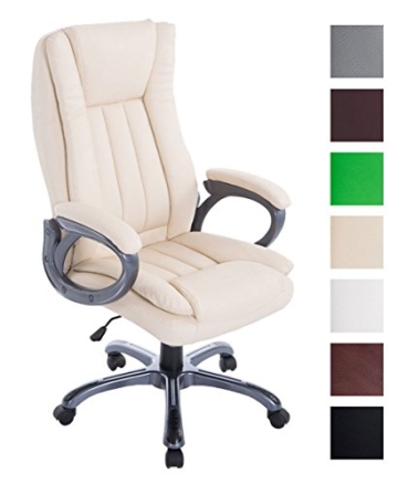 Bürostuhl XXL Bern Mit Kunstleder | Ergonomischer Bürosessel Mit Verstellbarer Sitzhöhe | Drehstuhl Mit Laufrollen, Farbe:Creme - 1
