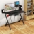 COSTWAY Gaming Tisch ergonomisch, Gaming Desk mit Ablage, Getränkehalter, Display-Ständer und 2 Halter, Schreibtisch PC, Computertisch Schwarz - 8