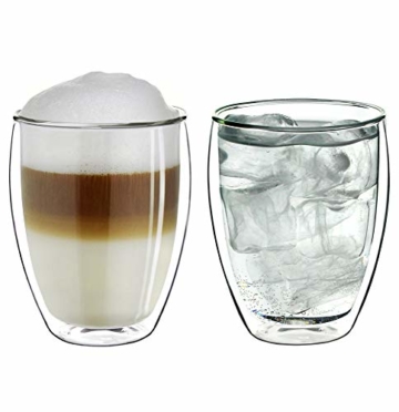 Creano doppelwandiges XXL Thermoglas 400ml, Extra großes hitzebeständiges Kaffeeglas/Teeglas/Latte Macchiato aus Borosilikatglas, 2er Set - 1