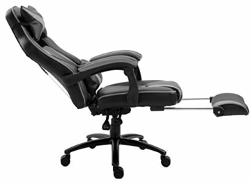 Delman XXL Gaming Stuhl Racing Stuhl Schreibtischstuhl Gaming Chair Drehstuhl Höhenverstellbar mit Fußstütze Fußablage mit Armlehnen Chefsessel Große Sitzfläche Dicke Polsterung 11 cm RS0019GY - 7