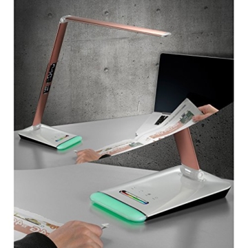 Eaxus® LED Schreibtischlampe mit RGB-Farbwechsel - Dimmbar mit Touch-Funktion, Kalender & Temperaturanzeige - 5