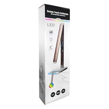 Eaxus® LED Schreibtischlampe mit RGB-Farbwechsel - Dimmbar mit Touch-Funktion, Kalender & Temperaturanzeige - 6