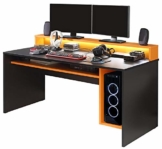 Forte Tezaur Schreibtisch, Holzwerkstoff, Schwarz matt kombiniert mit Orange, 94 x 160 x 69 cm - 1