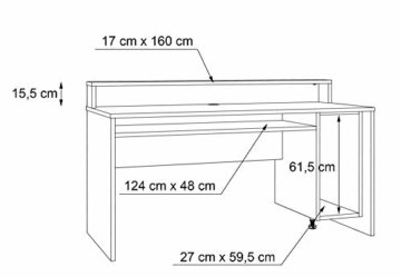 Forte Tezaur Schreibtisch, Holzwerkstoff, Schwarz matt kombiniert mit Orange, 94 x 160 x 69 cm - 4