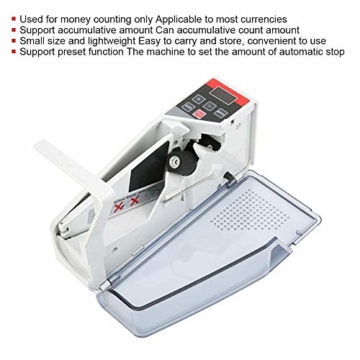 garsentx Mini Handheld Geldzähler, tragbare Geldscheinwährung Gelddetektor Währung Banknotenzähler Zählmaschine, 110-240V(EU) - 6