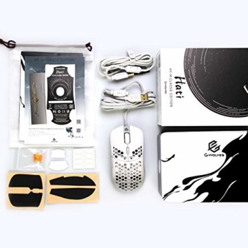 Gwolves Hati 2020 Edition Ultra leichtes Wabendesign Wired Gaming Maus 3360 Sensor – PTFE Skates – 6 Tasten – nur 61 G (weiß) - 5