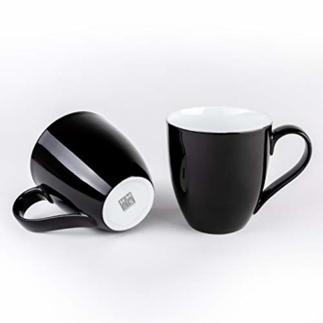 Hausmann & Söhne XXL Tasse schwarz Hochglanz groß aus Porzellan | Jumbotasse 500 ml (550 ml randvoll) | Kaffeetasse/Teetasse groß | Kaffeebecher | Schwarze Tasse 500 ml | Geschenkidee - 2