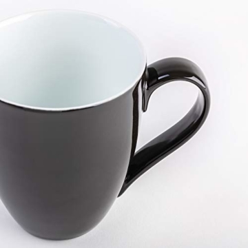 Hausmann & Söhne XXL Tasse schwarz Hochglanz groß aus Porzellan | Jumbotasse 500 ml (550 ml randvoll) | Kaffeetasse/Teetasse groß | Kaffeebecher | Schwarze Tasse 500 ml | Geschenkidee - 3