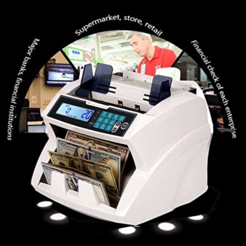 HEMFV Banknotenzähler, Bank Grade gemischter Stückelung Geld Zähler Maschine Cash Counter Bill Zähler und Bill Reader mit UV, MG, IR Counterfeit Detector - 3