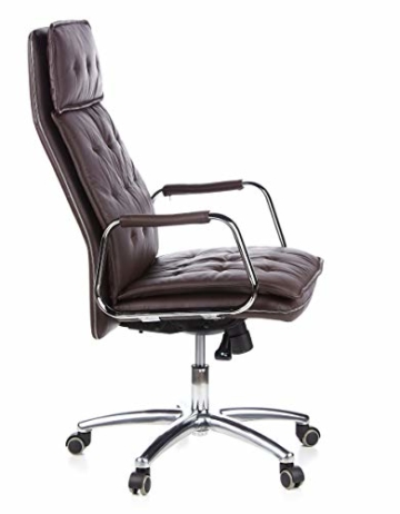 hjh OFFICE 600924 Chefsessel Bürostuhl VILLA 20 Nappaleder Braun Büro-Sessel mit hoher Rückenlehne - 3