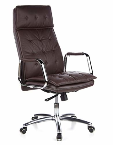 hjh OFFICE 600924 Chefsessel Bürostuhl VILLA 20 Nappaleder Braun Büro-Sessel mit hoher Rückenlehne - 1
