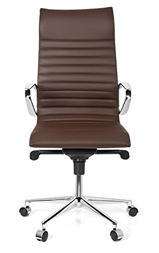 hjh OFFICE 720023 Profi Chefsessel PARIBA I Leder Braun Design-Stuhl Bürostuhl ergonomisch geformt, hohe Rückenlehne - 8