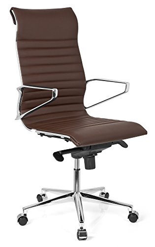 hjh OFFICE 720023 Profi Chefsessel PARIBA I Leder Braun Design-Stuhl Bürostuhl ergonomisch geformt, hohe Rückenlehne - 1