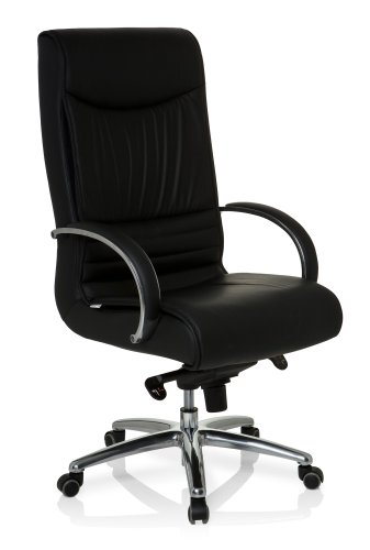 hjh OFFICE Bürostuhl/Chefsessel XXL F 400 Echtleder, Bürostuhl bis 150 kg, schwarz - 1