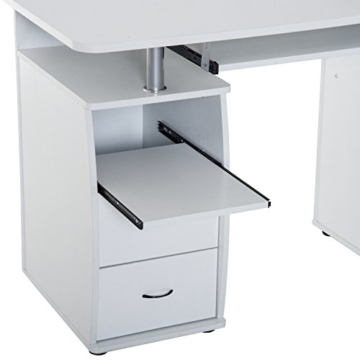 HOMCOM Computertisch Eckschreibtisch Winkelschreibtisch Schreibtisch Bürotisch PC Tisch Weiß - 7