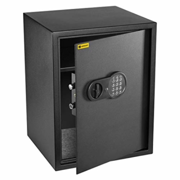 Homesafe HV52E Tresor Safe mit Elektronischem Schloss, 52x40x36cm (HxWxD), Carbon Satin Schwarz - 1