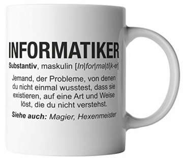 Informatiker Tasse - Wikipedia Spruch Motto Motiv Berufe Geschenk für Programmierer - beidseitig Bedruckt - Geschenk Idee Kaffeetassen mit Spruch, Tassenfarbe:Weiß - 1