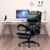 JL Comfurni Chefsessel Bürostuhl Ergonomischer Schreibtischstuhl 360°drehbar Computerstuhl höhenverstellbar Drehstuhl mit Fußstütze aus Kunstleder schwarz - 3