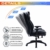 Kasorix Ergonomischer Chefsessel mit Einstellbare Kopfstütze Armlehnen Bürostuhl schreibtischstuhl mit Wippfunktion Computerstuhl bis zu 250 KGS arretierbarer Neigungswinkel bis 120°(schwarz-9107) - 6