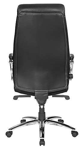 Kijng Chefsessel Throne - Schwarz Echtes Leder mit Hartbodenrollen Ergonomischer Bürostuhl Schreibtischstuhl Drehstuhl Sessel Stuhl - 3