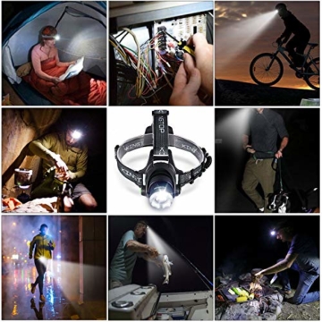 KINGTOP LED Stirnlampe Wasserdicht USB Wiederaufladbare LED Kopflampe, 3 Lichtmodi 600lm, Perfekt für Camping,Joggen, Spazieren und andere Outdoor Sport - 5