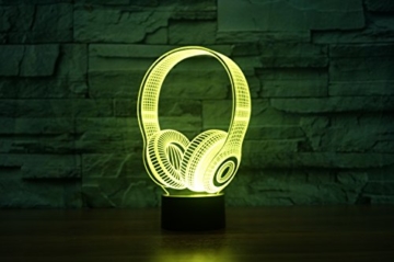 Kopfhörer Hologramm 3d Lampe Nachttischlampe, Nachtlicht fürs Kinderzimmer, LED Lampe fürs Wohnzimmer - 4