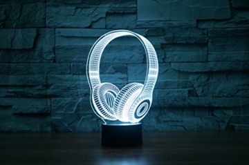 Kopfhörer Hologramm 3d Lampe Nachttischlampe, Nachtlicht fürs Kinderzimmer, LED Lampe fürs Wohnzimmer - 7