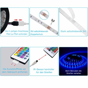 LED Strip, L8star LED Streifen Farbwechsel Led Lichterkette 5M RGB Flexible LED Bänder Strips mit Bluetooth Kontroller Sync zur Musik, Anwendung für Schlafzimmer, Party und Feriendekoration (5M) - 4