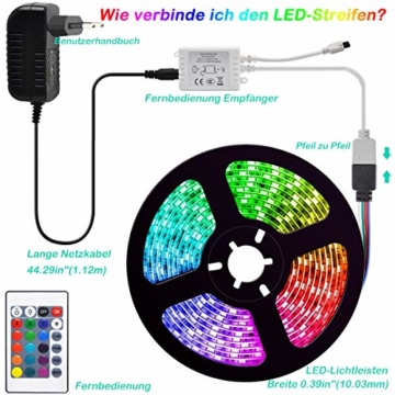 LED Strip, L8star LED Streifen Farbwechsel Led Lichterkette 5M RGB Flexible LED Bänder Strips mit Bluetooth Kontroller Sync zur Musik, Anwendung für Schlafzimmer, Party und Feriendekoration (5M) - 7