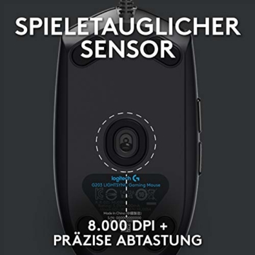 Logitech G203 Gaming-Maus mit anpassbarer LIGHTSYNC RGB-Beleuchtung, 6 programmierbare Tasten, Spieletauglicher Sensor, Abtastung mit 8.000 DPI, Geringes Gewicht, Schwarz - 2