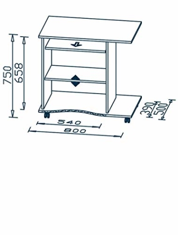 MAJA Möbel Computertisch, Holzdekor, Betonoptik - Weiß Uni, 80,00 x 50,00 x 75,00 cm - 3