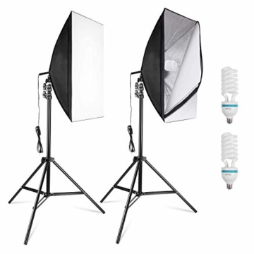 MVPower® Softbox Fotolampe Studioset mit Höhestellbare Lampenstativ 50 x 70 cm, 135W Set-2 für Fotostudio, Produktfotografie und Videoaufnahme - 4