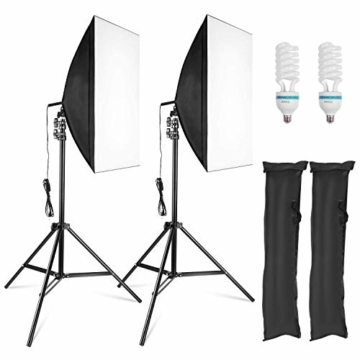 MVPower® Softbox Fotolampe Studioset mit Höhestellbare Lampenstativ 50 x 70 cm, 135W Set-2 für Fotostudio, Produktfotografie und Videoaufnahme - 1