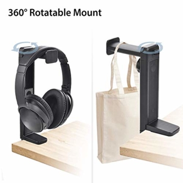 Neetto HS906 Kopfhörer Ständer Halterung & Aufhänger 2 in 1, Ober und Unterhalb des Tisch Gaming Headset Stand Halter Haken mit Höhenverstellbarer und Drehbarer Klemme, Kopfhörerhalter mit Kabelklemme - 3