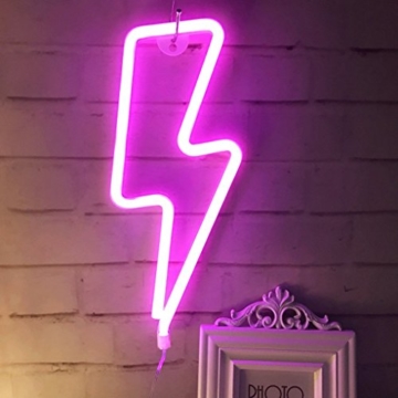 Neonlicht, LED Lightning Sign geformt Dekor Licht, Wand-Dekor für Weihnachten, Geburtstagsfeier, Kinderzimmer, Wohnzimmer, Hochzeit Party Decor (Rosa) - 1