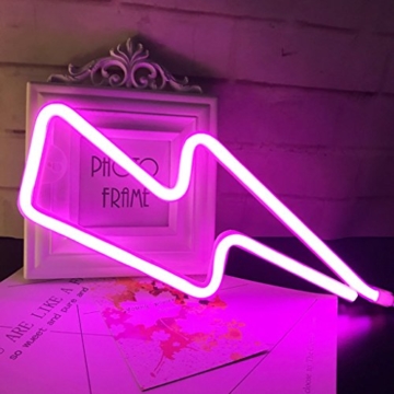 Neonlicht, LED Lightning Sign geformt Dekor Licht, Wand-Dekor für Weihnachten, Geburtstagsfeier, Kinderzimmer, Wohnzimmer, Hochzeit Party Decor (Rosa) - 7