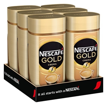 NESCAFÉ Gold Crema, löslicher Bohnenkaffee aus erlesenen Arabica-Kaffeebohnen, Instant-Pulver, koffeinhaltig & aromatisch, 6er Pack (6 x 200 g) - 1