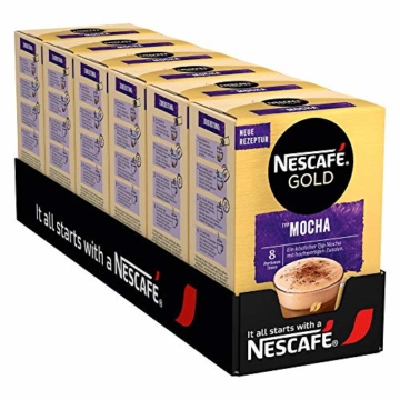 NESCAFÉ Gold Typ Mocha, Getränkepulver aus löslichem Bohnenkaffee, koffeinhaltig, 6er Pack (à 8 x 18g) - 1