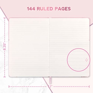 Notizbuch A5, Liniert Notizbuch mit 144 Seiten, Hardcover Journal mit cremefarbenem Papier, Innentasche, 21,5 x 14,5 cm Pink - 3