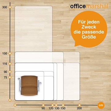 Office Marshal Bodenschutzmatte für Hartböden jeder Art - mit TÜV - bewährte Bürostuhl Unterlage für den zuverlässigen Bodenschutz - Unterlegmatte mit wählbarer Größe (114x200 cm) - 4