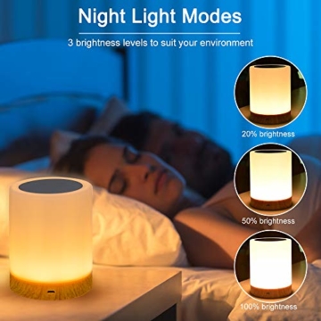 omitium Nachttischlampe, LED Nachtlampe mit Dimmer 360° Berührungssensor USB Aufladbar Tragbare 16 Farben Tischleuchte für Kinder Schlaf Zimmer Camping (Warmweiß) - 2