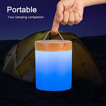 omitium Nachttischlampe, LED Nachtlampe mit Dimmer 360° Berührungssensor USB Aufladbar Tragbare 16 Farben Tischleuchte für Kinder Schlaf Zimmer Camping (Warmweiß) - 5