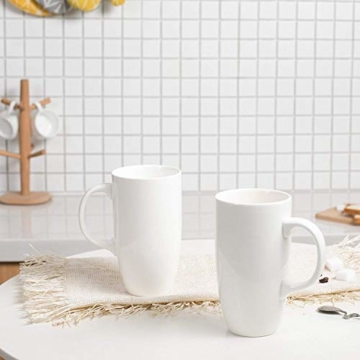 Panbado 2-teilig Große Kaffeetassen aus Weiß Porzellan, 550 ml Tassen Set, 5