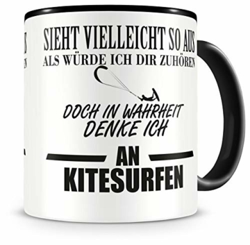 Samunshi® Tasse Kitesurfen mit Spruch Kite surfing Geschenke für Mann Frau Kaffeetasse groß Lustige Tassen witzige Teetasse XXL schwarz - 1