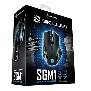 Sharkoon Skiller SGM1 Gaming Maus mit Makrotasten (10800 DPI, RGB-Beleuchtung, 12 Tasten, Weight-Tuning-System und Software) schwarz - 9