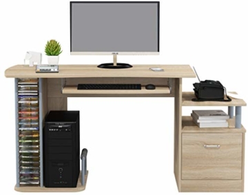 SixBros. Büroschreibtisch, Schreibtisch mit viel Platz für Ordner, Arbeitstisch, Computerschreibtisch, Eiche Holzoptik, 152 x 60 cm S-202A/1845 - 3