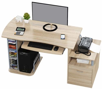 SixBros. Büroschreibtisch, Schreibtisch mit viel Platz für Ordner, Arbeitstisch, Computerschreibtisch, Eiche Holzoptik, 152 x 60 cm S-202A/1845 - 5