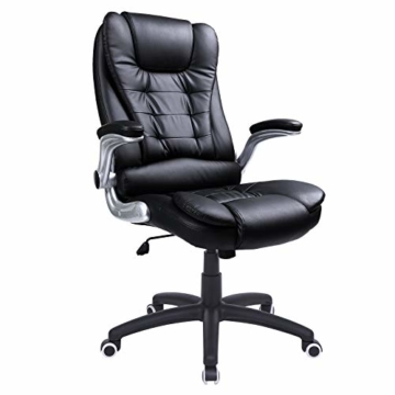 SONGMICS Racing Stuhl Bürostuhl Gaming Stuhl Chefsessel Drehstuhl PU, schwarz, OBG51B - 1